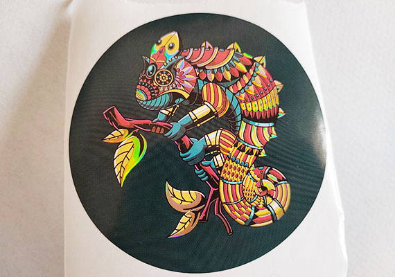 铜版纸不干胶标签+局部UV+镭射UV